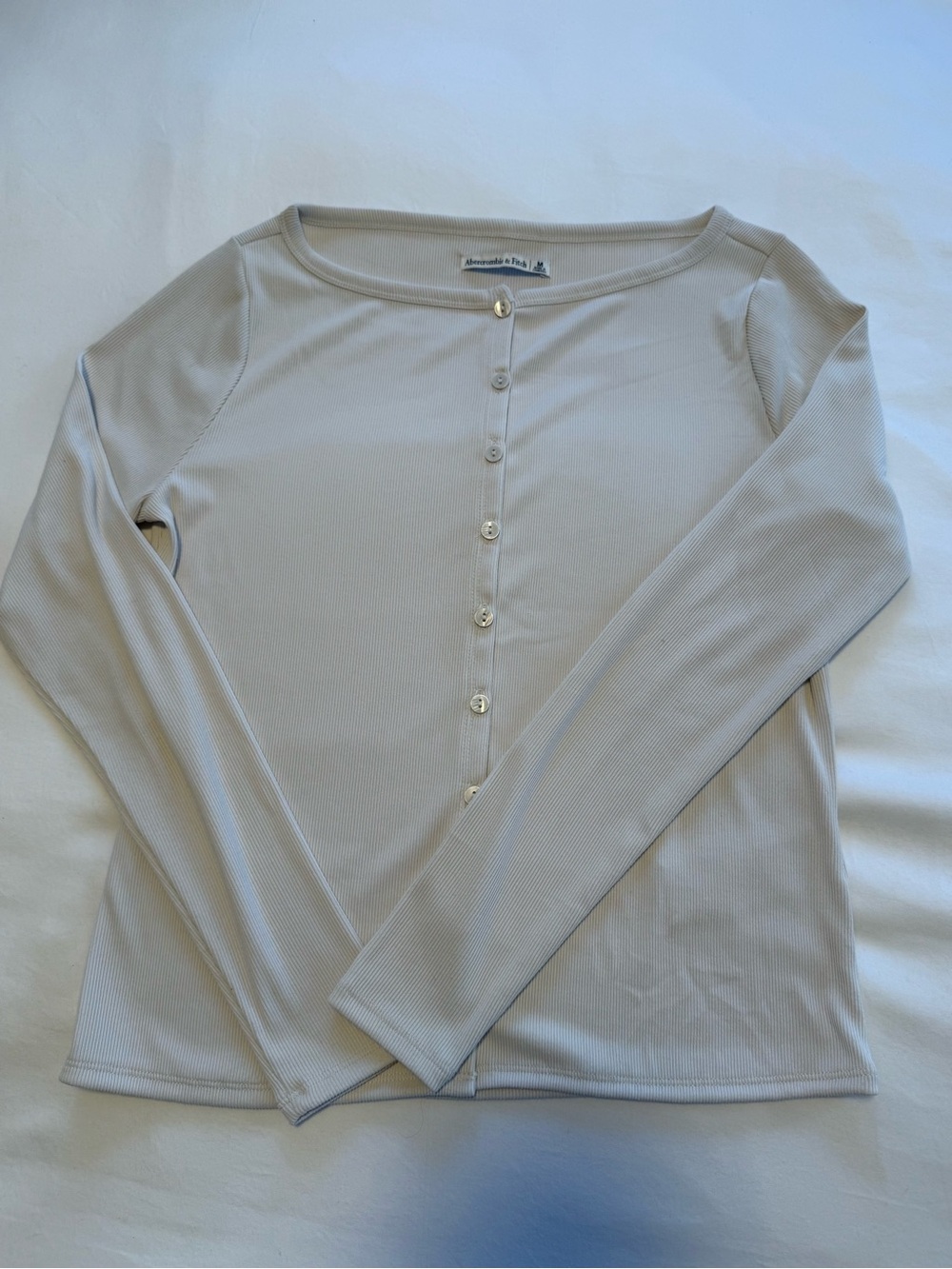 Cream Long-Sleeve Button Front Top - Women's